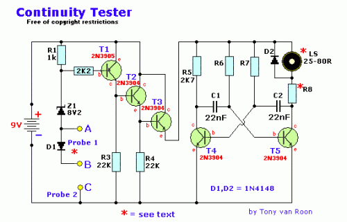 Continuity Tester With Wire Tracer Generator Schematics