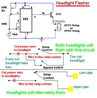 How to build Headlight Flasher (circuit diagram)