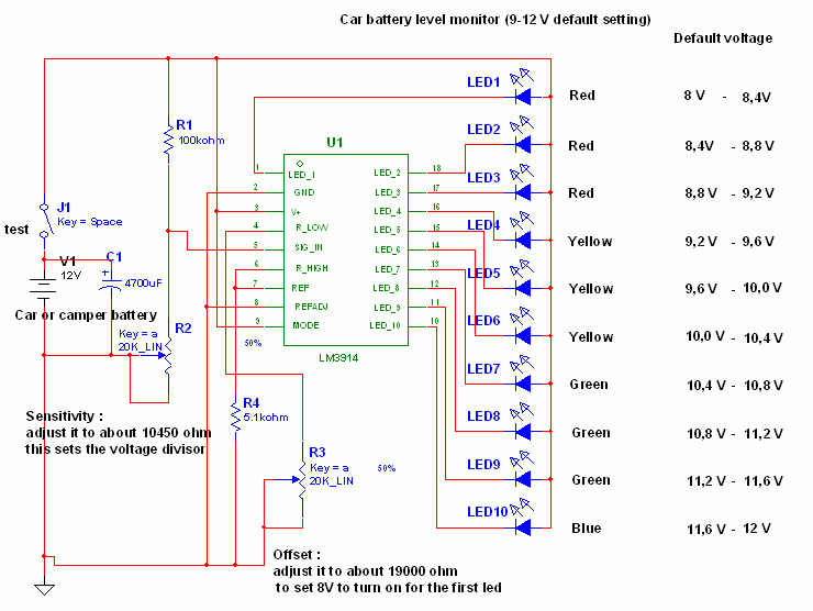 How to build Simple but reliable car battery tester (circuit diagram)
