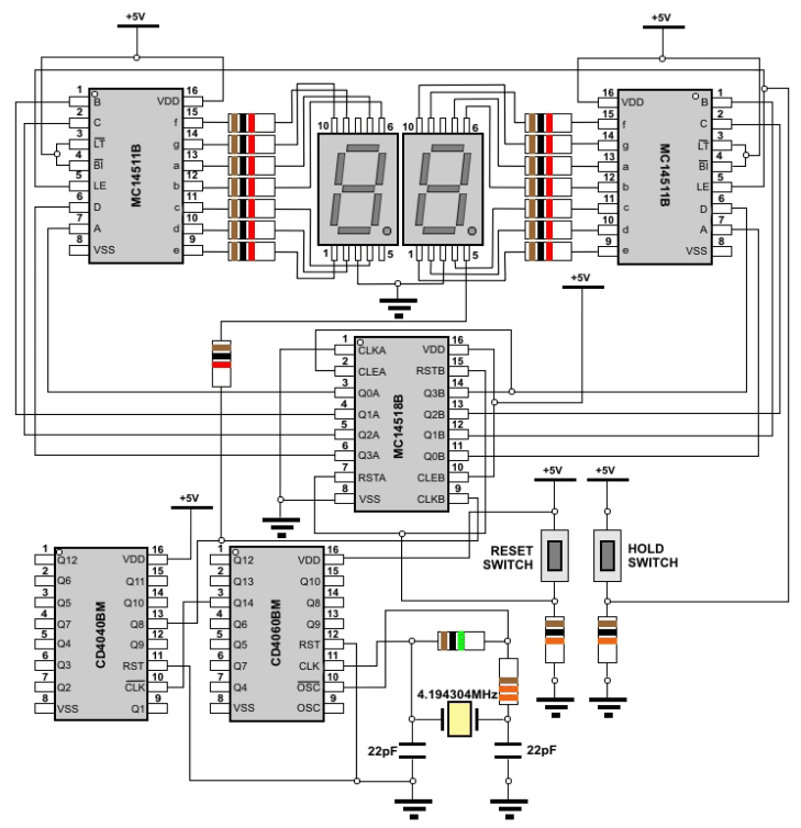 How to build Digital Stopwatch 0-99sec (circuit diagram) 208v motor wiring diagrams 